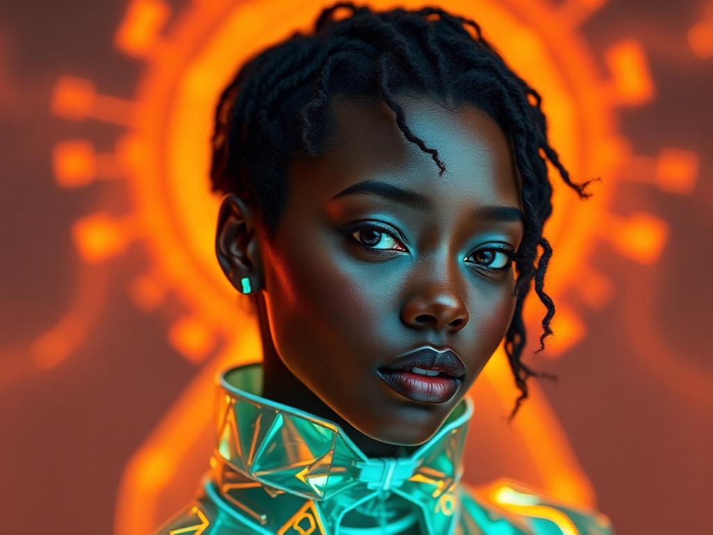 Futuristic AI-generated fashion concept portrait