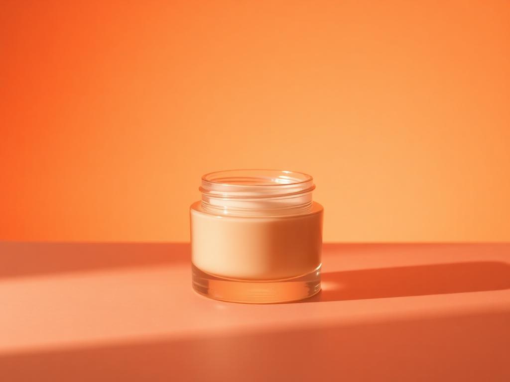 Cosmetic jar photographed on a warm amber studio backdrop